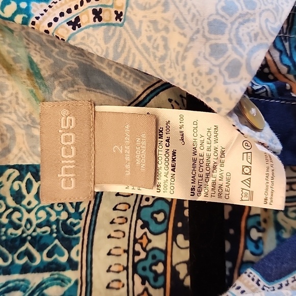 Chico's Blue Paisley Print Long Tunic  Sz 3 - Picture 2 of 8